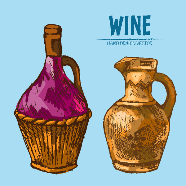 Wine hand drawn vector material 10
