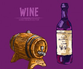 Wine hand drawn vector material 11