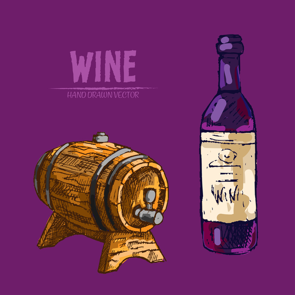 Wine hand drawn vector material 11