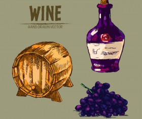 Wine hand drawn vector material 12