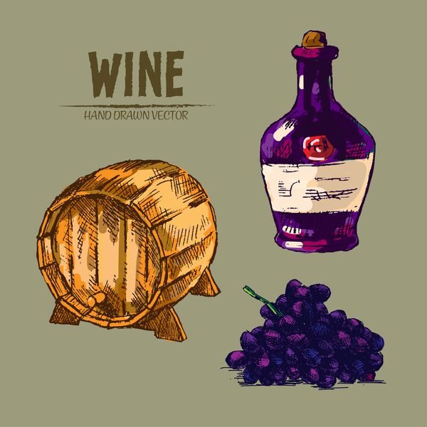 Wine hand drawn vector material 12