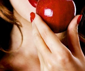 Woman holding apple Stock Photo 01