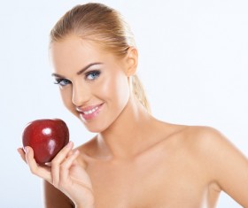 Woman holding apple Stock Photo 03