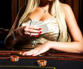 Woman with playing cards Stock Photo 02