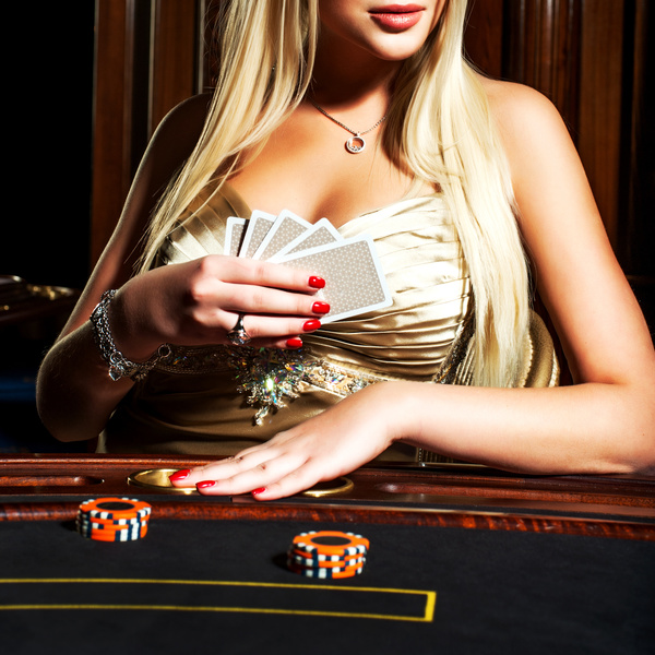 Woman with playing cards Stock Photo 02