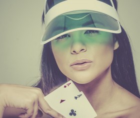 Woman with playing cards Stock Photo 03
