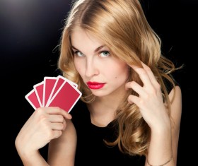 Woman with playing cards Stock Photo 04