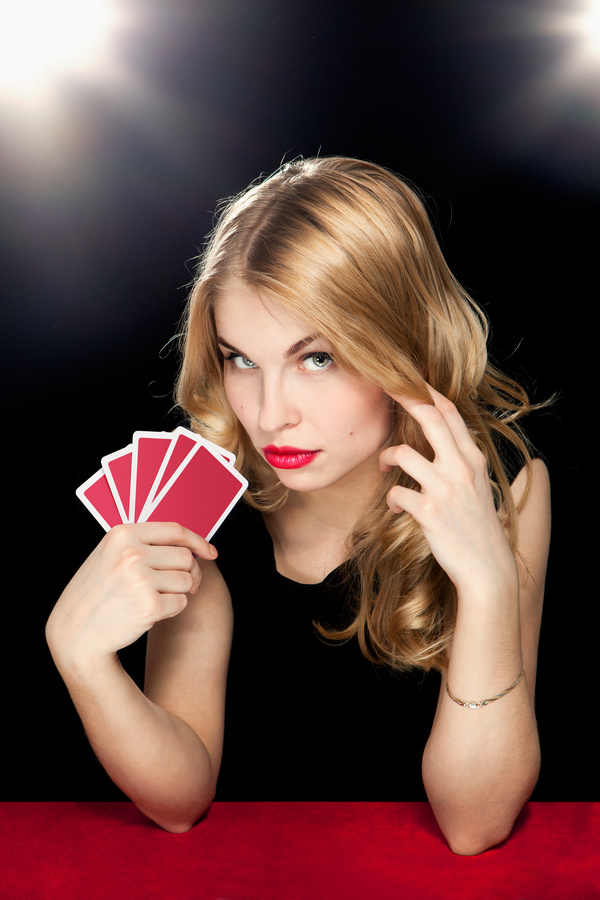 Woman with playing cards Stock Photo 04