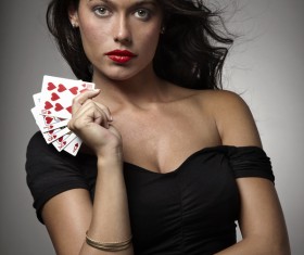Woman with playing cards Stock Photo 05