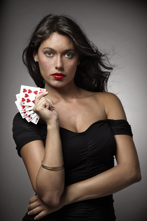 Woman with playing cards Stock Photo 05