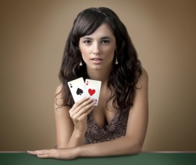 Woman with playing cards Stock Photo 07