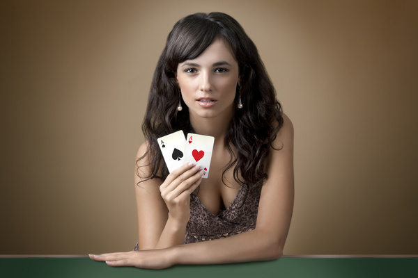 Woman with playing cards Stock Photo 07