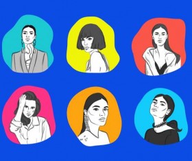 Womens faces vector material