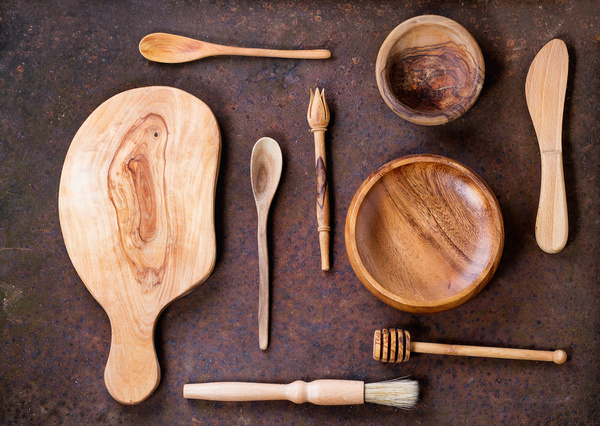 Wooden cutlery Stock Photo