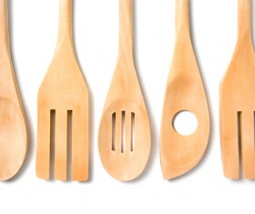 Wooden knife and fork Stock Photo