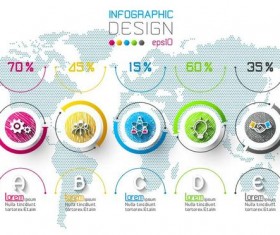World map with infographic vectors material 02