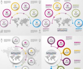 World map with infographic vectors material 03