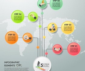 World map with infographic vectors material 04