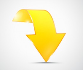 Yellow 3D arrow vector