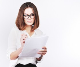 Young beautiful office female staff checking information Stock Photo 13