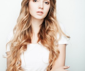 Young beauty girl wearing white blouse Stock Photo 04