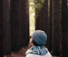 Young girl with warm clothes style Stock Photo