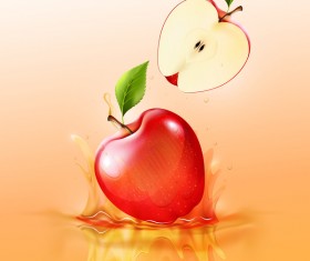 apple splash yellow background vector