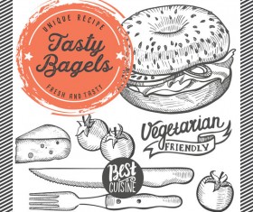 bagel menu template design vector 01
