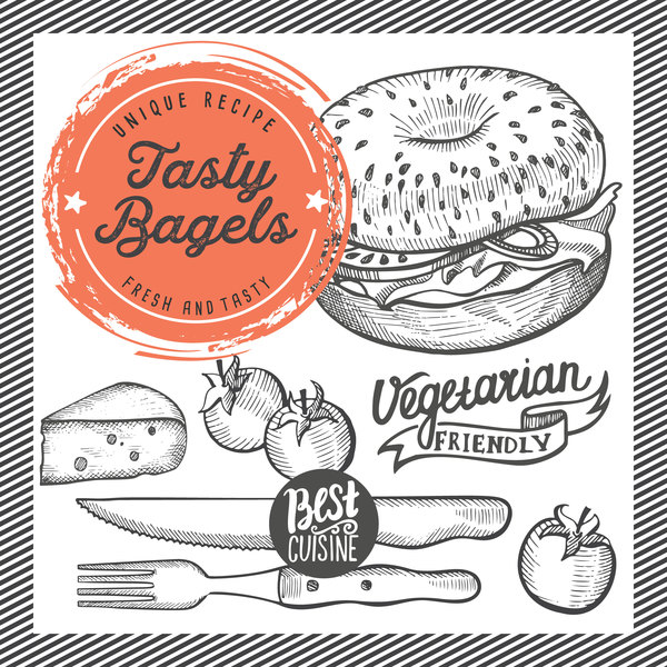 bagel menu template design vector 01
