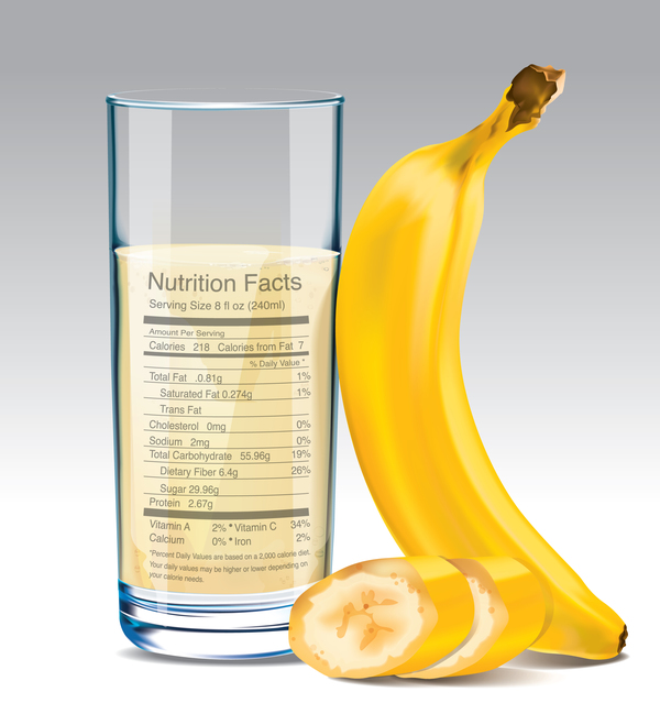 banana juice nutrition vector