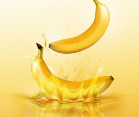banana juice splash yellow background vector