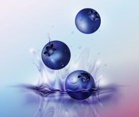 blue berry splash blue background vector