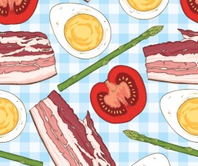 breakfast blue seamless pattern vector