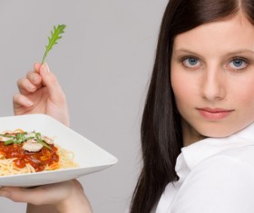 carrying food woman Stock Photo 02