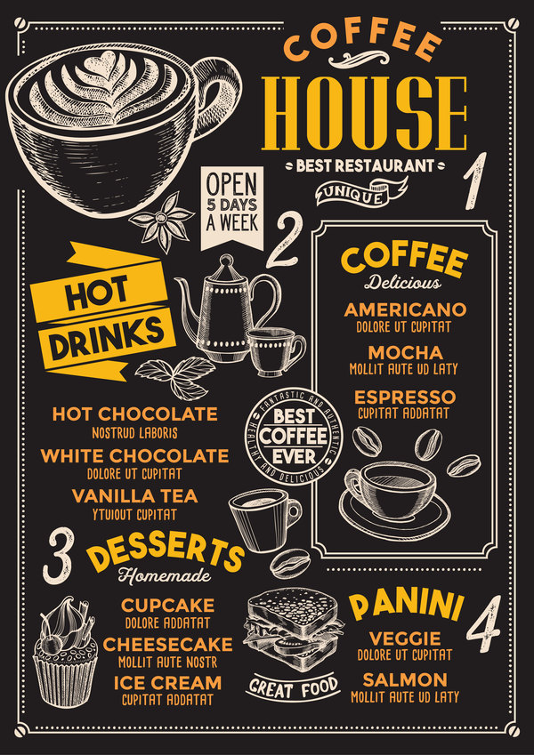 coffee drink menu design vector 01