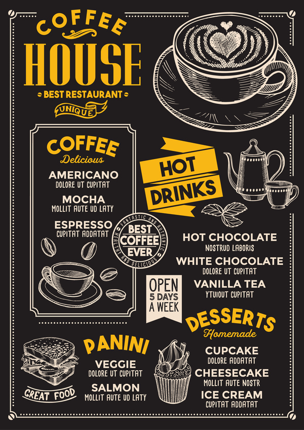 coffee drink menu design vector 02