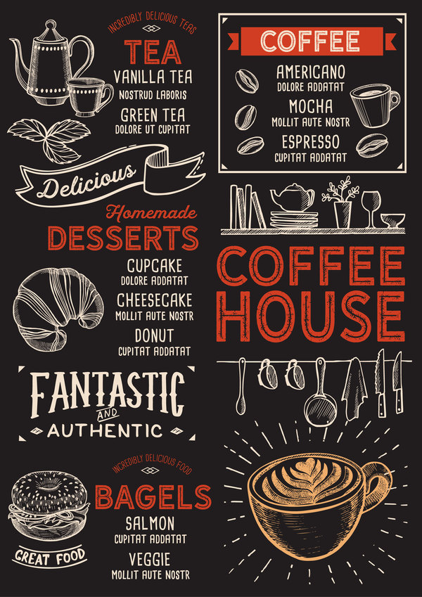 coffee drink menu design vector 03