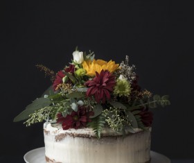 cream cake decoration with fresh flora Stock Photo