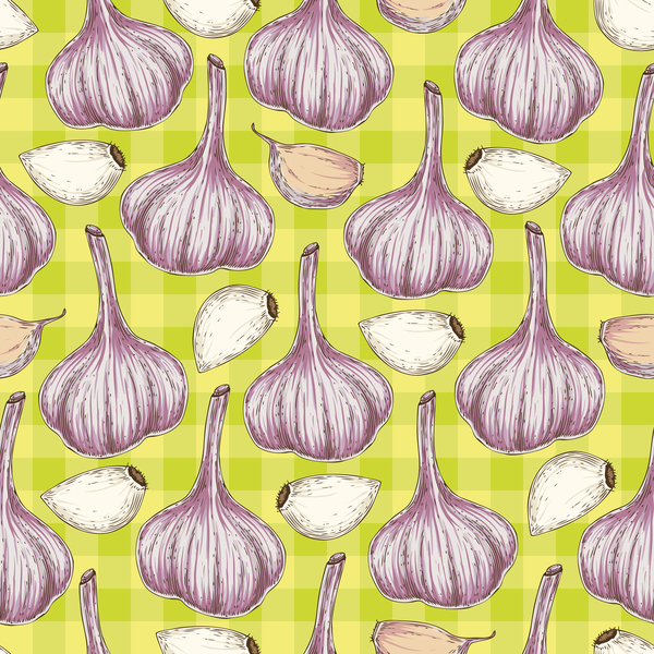 garlic seamless pattern vector 02