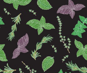 herbs black seamless vector