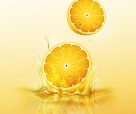 lemon splash yellow background vector