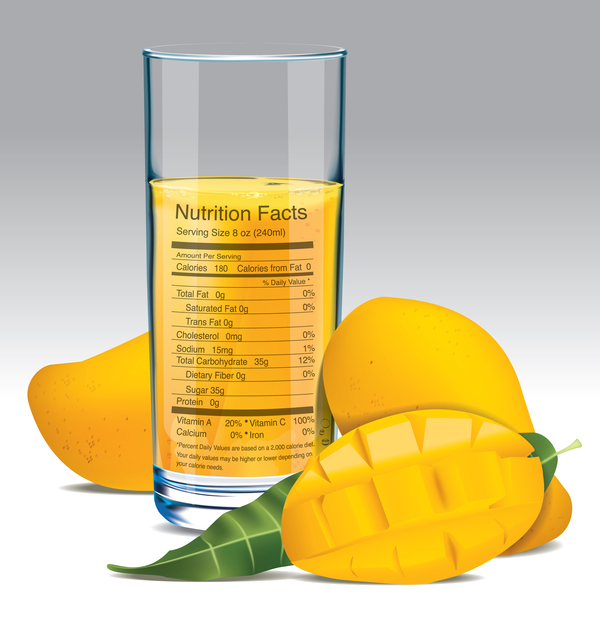 mango juice nutrition vector