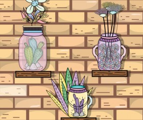 mason jar with flower vector