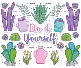 mason jar with plant vector