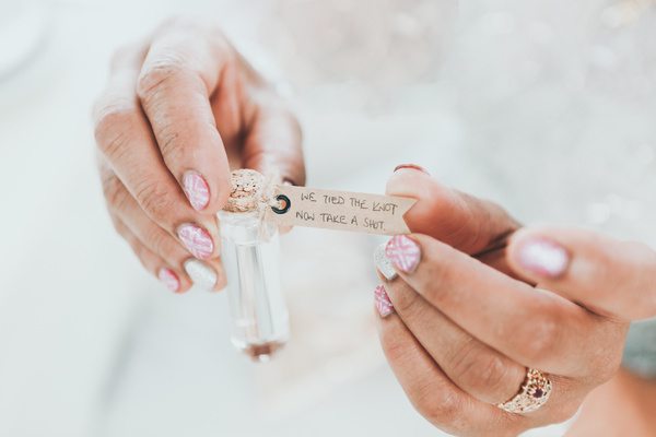 message in woman hands Stock Photo