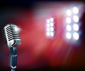 microphone with sportlight background vector