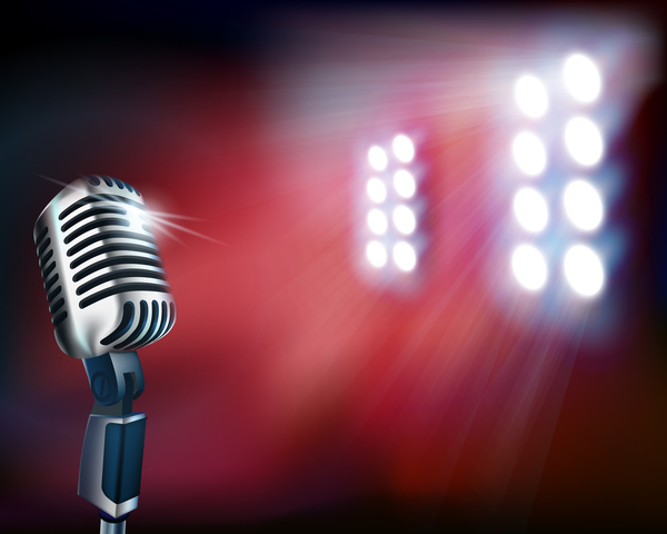 microphone with sportlight background vector