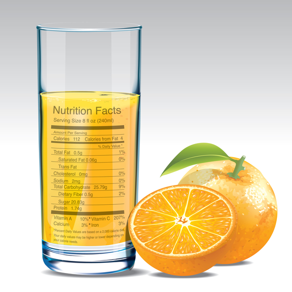 orange juice nutrition vector