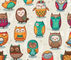owl vintage pattern vector