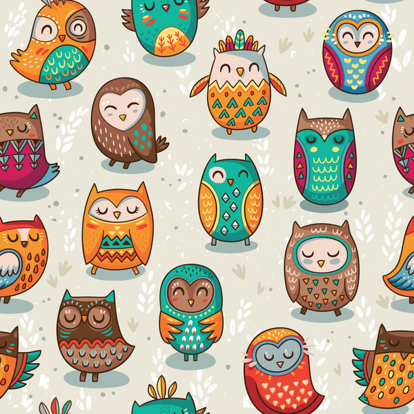 owl vintage pattern vector